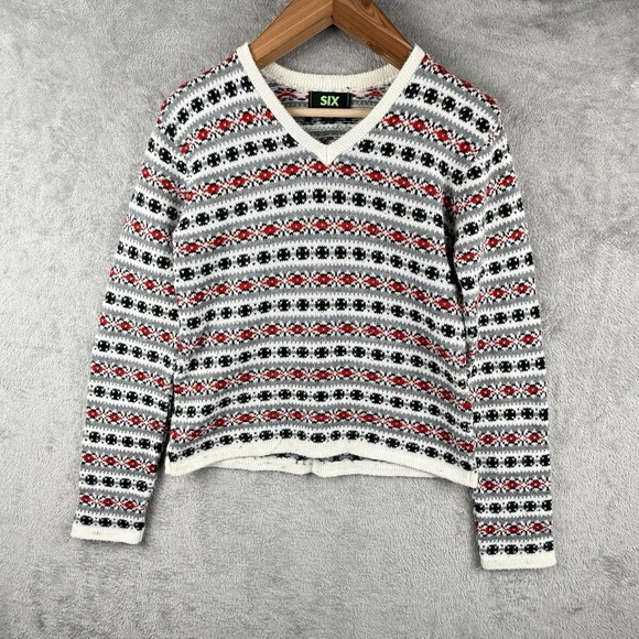 Six Sweater Fair Isle Womens L Crew Neck V-Neck VTG Pullover Knitwear USA Made - Picture 1 of 9